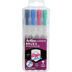 Artline Supreme Brush Marker | Black, Blue, Red, Green | 4-Pack