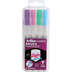 Artline Supreme Brush Marker | Purple, Pink, Yellow Green, Light Blue | 4-Pack