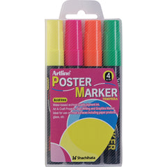 Artline Poster Marker | Fluorecent Colors 2.0mm | 4-Pack