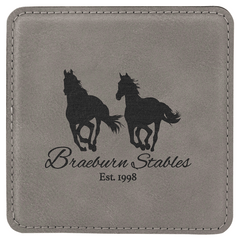 4" Engraved Square Leatherette Coaster