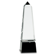 Obelisk Crystal on Black Pedestal Base | Crystal Award