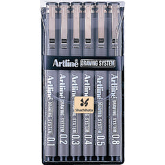 Artline Drawing System Pen | 0.1mm-0.8mm | 6-Pack