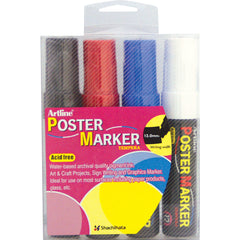 Artline Poster Marker | Primary Colors 12.0mm | 4-Pack