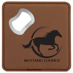 Leatherette Coaster with Bottle Opener
